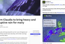 克勞蒂亞風暴席捲英國 預測中南部洪水肆虐 克勞蒂亞風暴席捲英國 預測中南部洪水肆虐